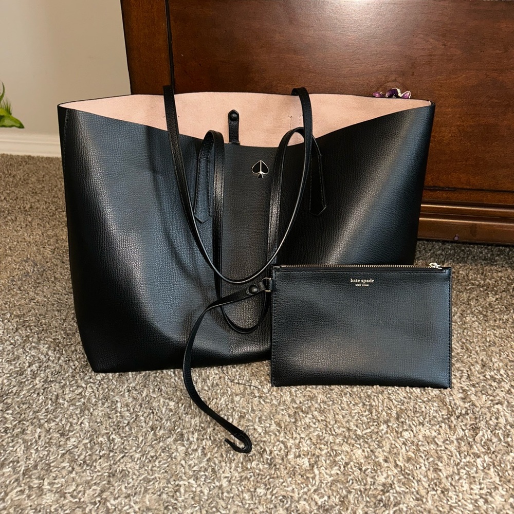 Kate Spade Large Black Tote with Matching Pouch ♠️